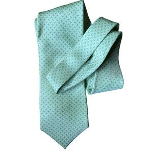J. McLaughlin Green‎ Star Print 100% Silk Neck Tie